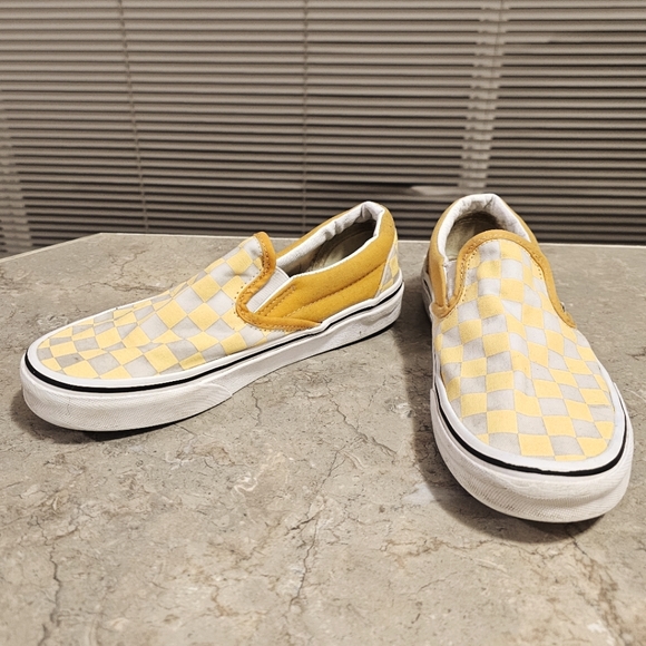 Vans Classic VN0A5JMHF3X Men's Yellow White Checkerboard Skate Shoes Sz 4/5.5 - Picture 4 of 9